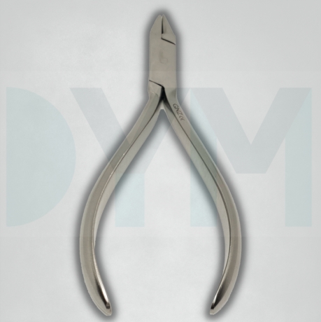 Angle pliers with round steel tip.
